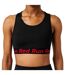 Womens/ladies Scoop Neck Snug Fit Sports Bra Black Red Run-1