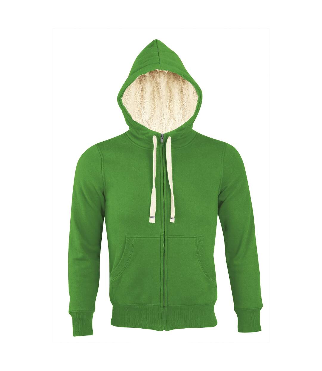 Sweat shirt capuche zippé doublé fourrure sherpa - 00584 - vert-1