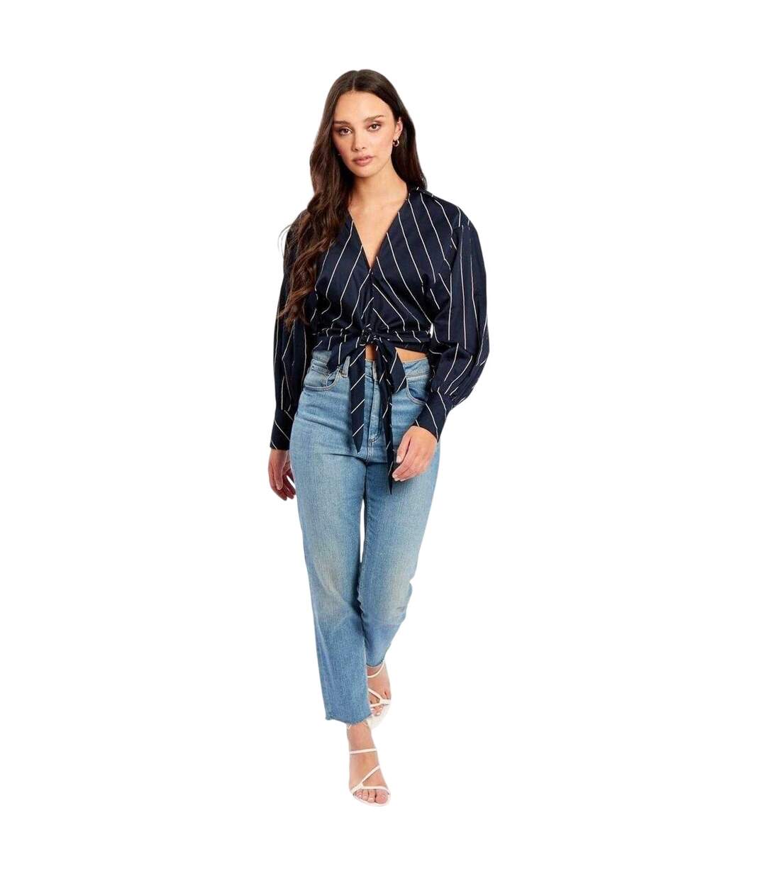 Chemise Manches Bouffantes Femme Bleu Marine Influence-2