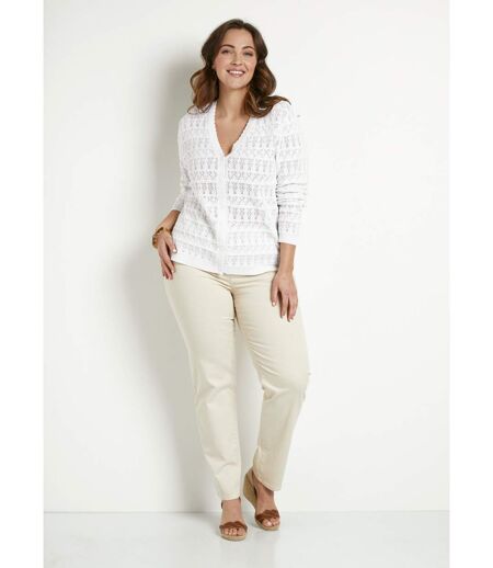 Gilet ajouré col V boutonné coton mélangé