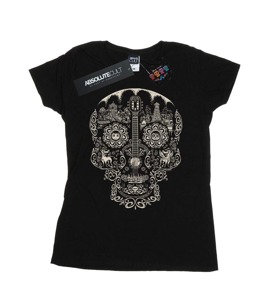 Disney T-shirt en coton à motif de crâne Coco Femme/Femme (Noir) - UTBI14391-1