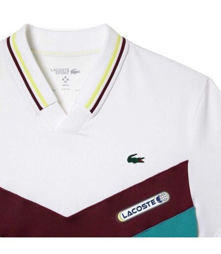 Polo Tennis Daniil Medvedev Homme Blanc Bleu Lacoste
