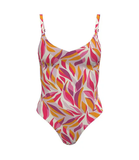 Maillot De Bain 1 Pièce Motif/style Imprimé Feuille Femme Vieux Rose Nike