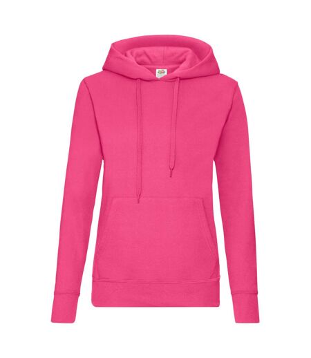 Womens/ladies Classic Hoodie Fuchsia Fruit Of The Loom
