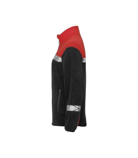 Womens/ladies Progression Full Zip Fleece Jacket Black Red Projob