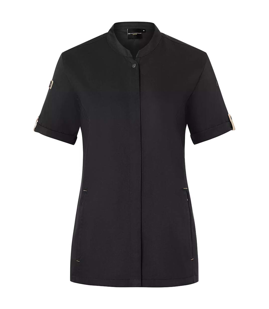 Womens/ladies Green-generation Short-sleeved Chef Jacket Black Karlowsky-1