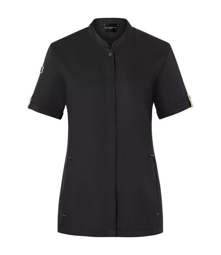Womens/ladies Green-generation Short-sleeved Chef Jacket Black Karlowsky