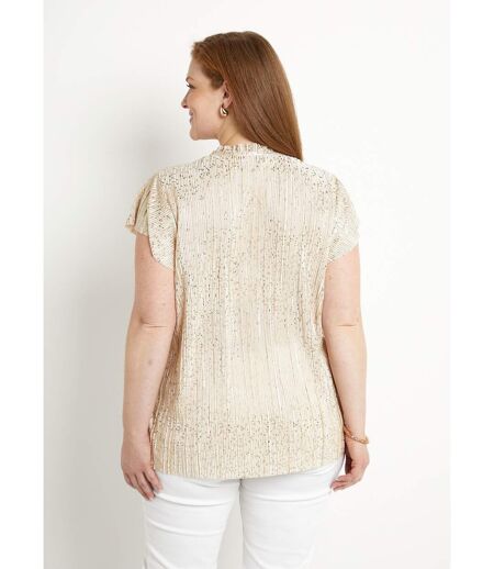 T-shirt long imprimé doré manches courtes