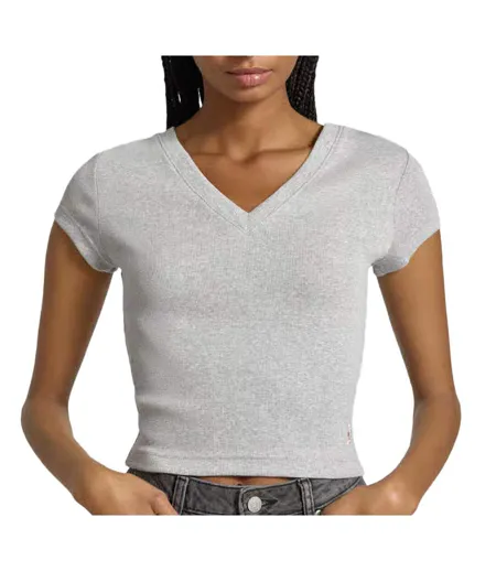 T-Shirt gris femme calvin klein jeans label ri-cloud