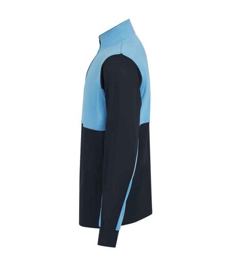 Mens quarter zip track top navy/sky blue Finden & Hales