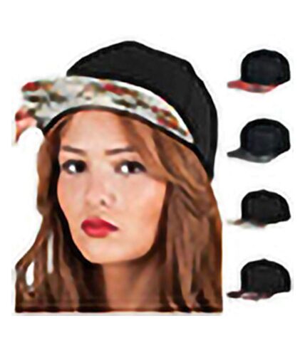 Yupoong Mens Fashion Print Premium Snapback Cap (Black/Floral Mint)