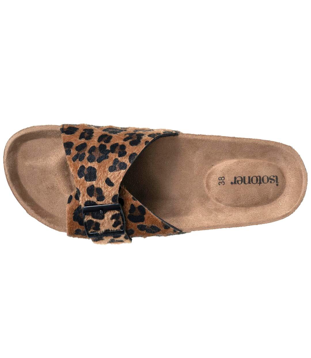 Isotoner Mules claquettes femme à simple bride léopard, semelle intérieur patch talon ultra confortables-3