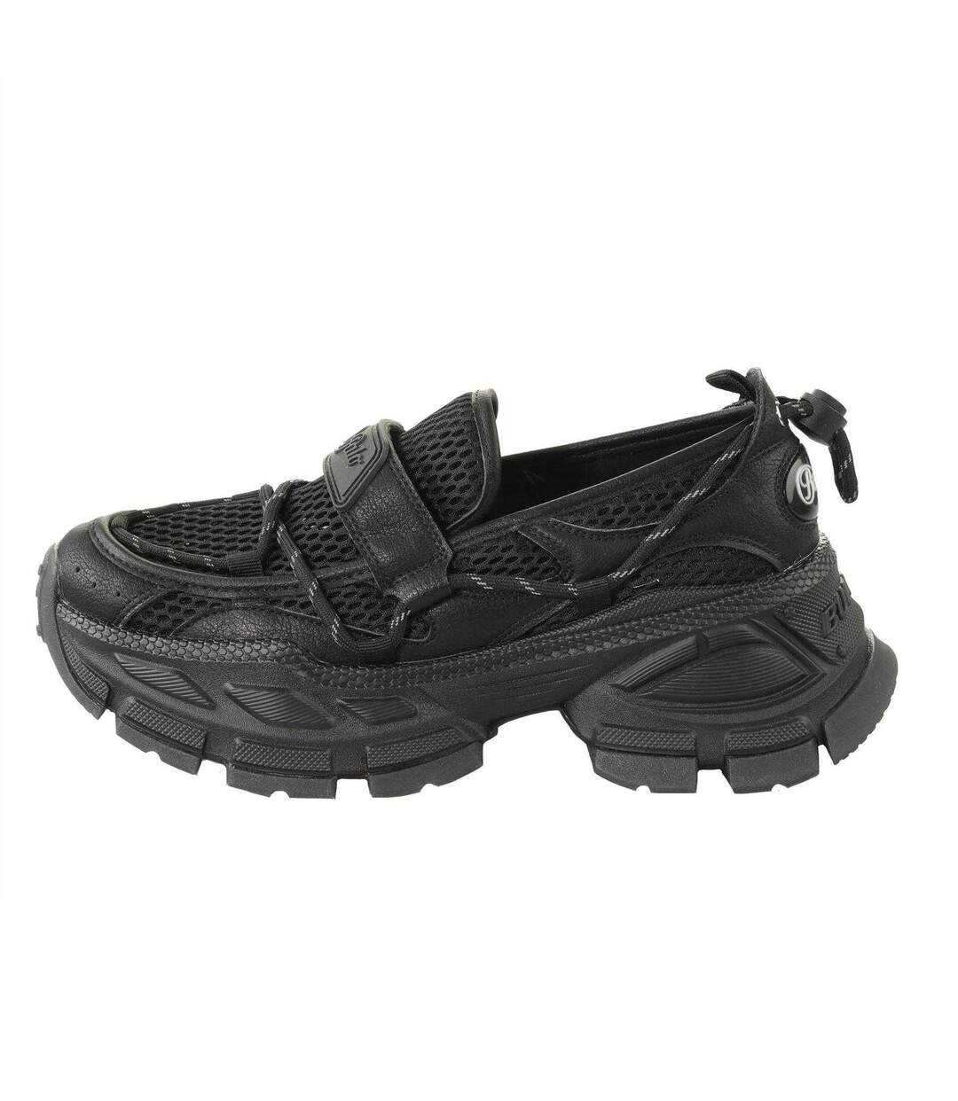 Womens/ladies Chunky Flat Loafers Black Buffalo-1