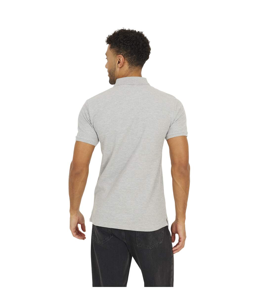 Polo Motif/style Logo Brodé Homme Gris Clair Chiné Brave Soul-3
