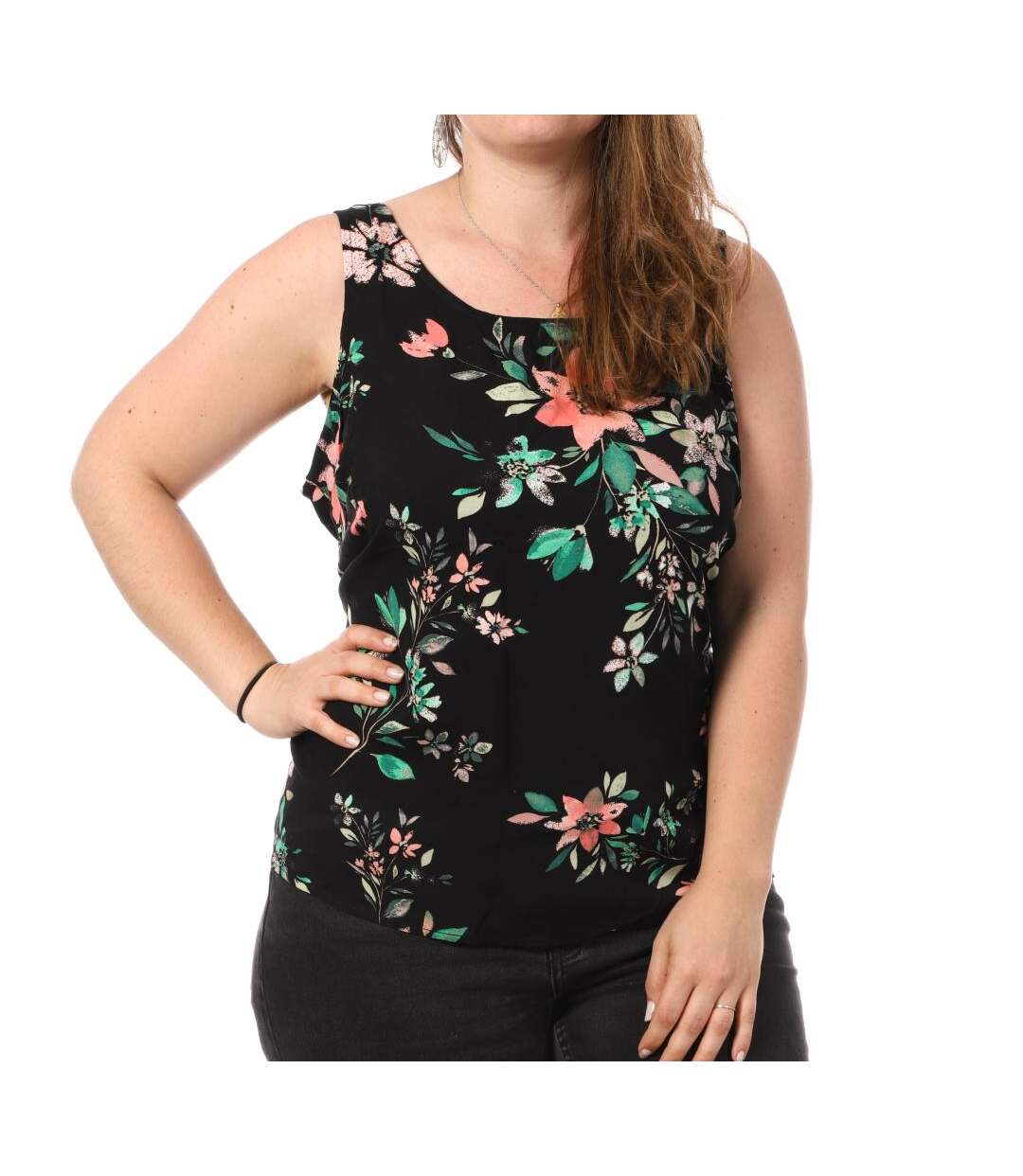 Débardeur Imprimé Noir Femme Vero Moda CURVE Tigers Eye - 52-1