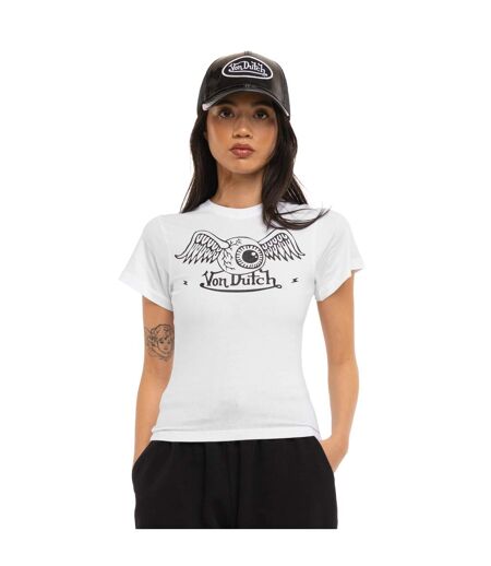 T-shirt femme moulant col rond print glitter devant Lucy Vondutch