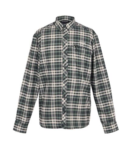 Mens checked packaway long-sleeve travel shirt chemise de voyage à manches longues à carreaux vert agave Regatta