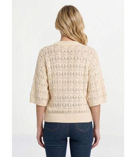 Pull manches courtes en maille ajourée