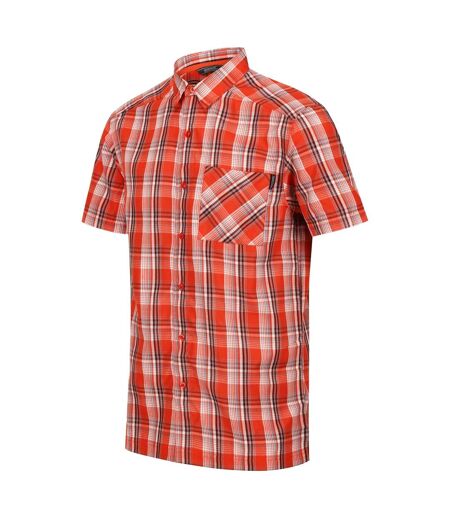 Regatta Mens Mindano VII Checked Short-Sleeved Shirt (Rusty Orange)