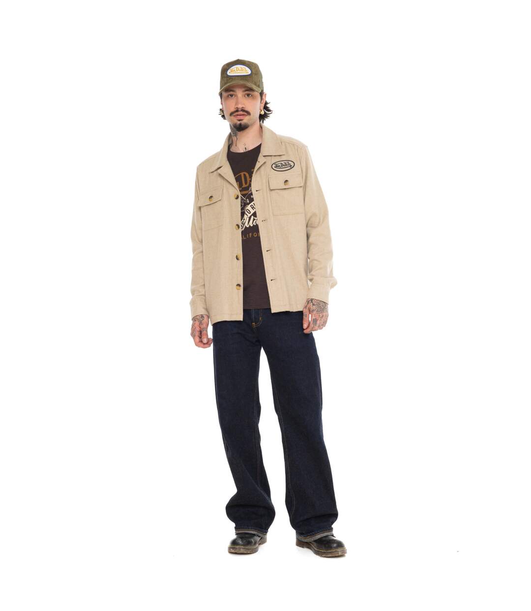 Surchemise homme militaire en flanelle avec poches et écusson Finn Vondutch-4