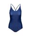 Womens/ladies mimi palm leaf one piece bathing suit blue Trespass