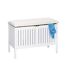 Tabouret de salle de bain en bois avec rangement Olso - L. 78 x H. 52 cm - Blanc-2