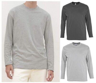 lot 2 T-shirts manches longues HOMME - gris chiné et gris foncé