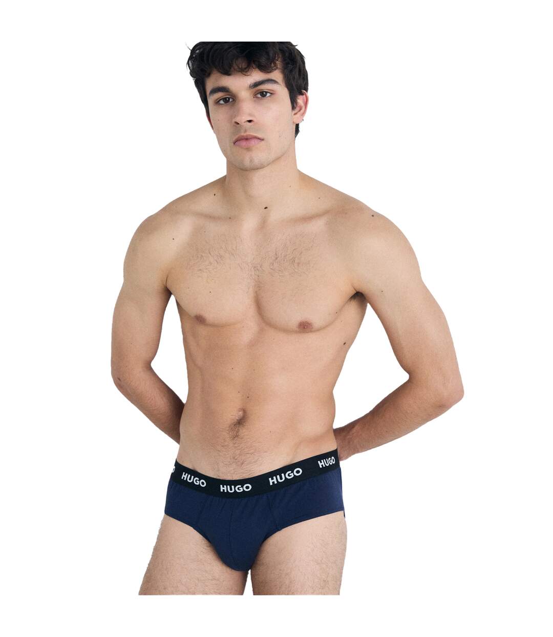 Lot De 3  Slips Motif/style Logo Homme Bleu Marine Hugo-4