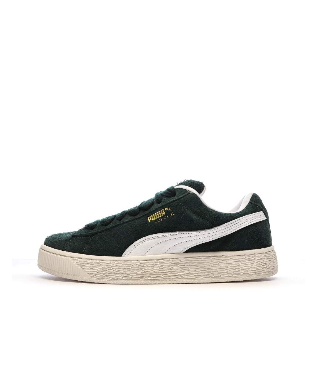 Baskets vertes/beiges homme puma suede xl hairy-1