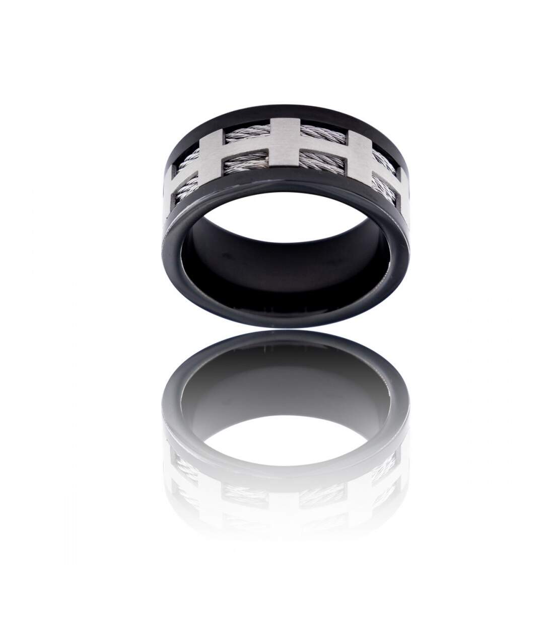 Spendide Bague Anneau Homme Acier Couleur Noir