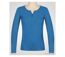 MAYFLOWER NOVICE2 – Tee-shirt manches longues bleu col tunisien satin pour un style chic et fluide-3