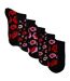 5 Pairs Ladies Poppy Footbed Socks - Soft Cotton Rich Floral Everyday Socks-3
