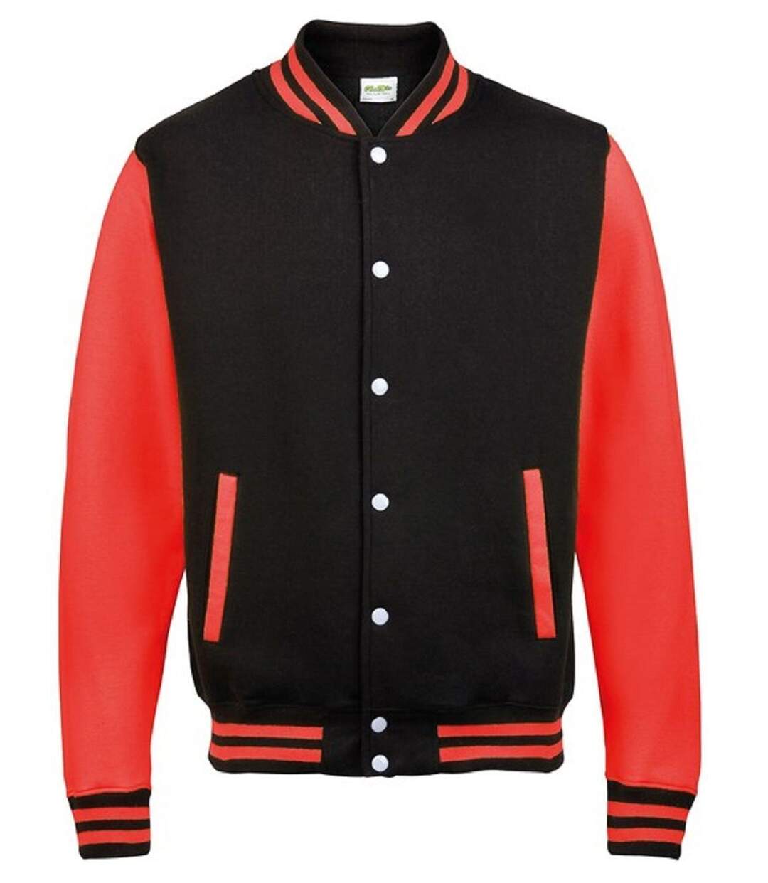 Veste teddy style collège américain université - JH043 - noir et rouge-2