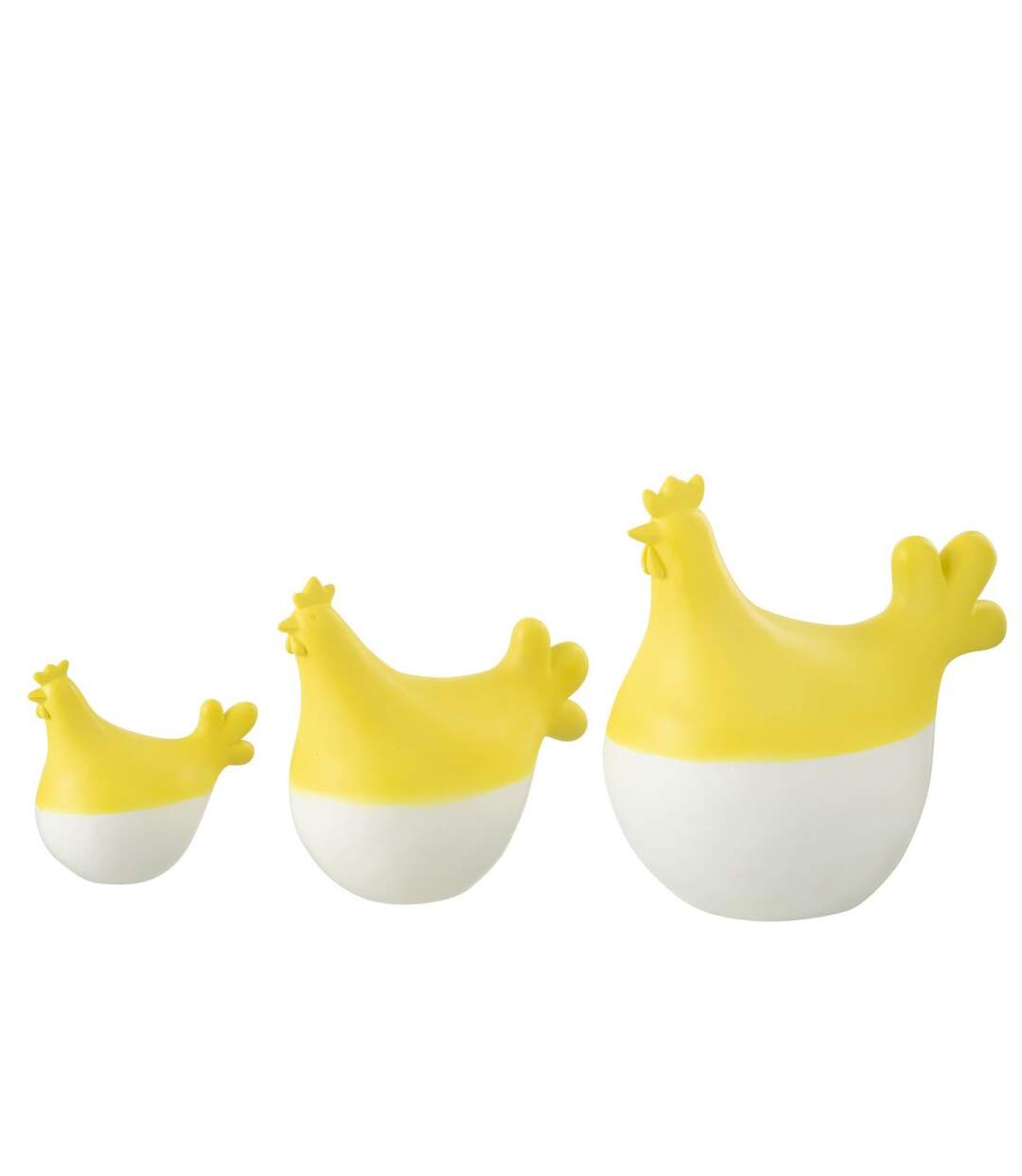 Lot de 3 Statuettes Coq Extérieur Alfredo 20cm Jaune & Blanc-2