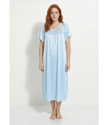 Chemise de nuit satinée longue antistatique dentelle