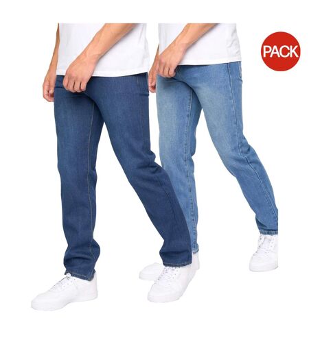 Jeans Sazzi Homme Bleu Foncé Délavé À La Pierre Ponce Smith & Jones