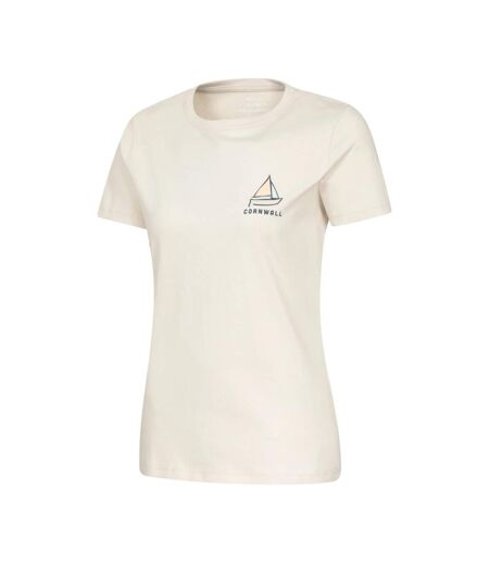 T-shirt Léger Manches Courtes Motif Voilier Cornwall Pour Femme Beige Mountain Warehouse