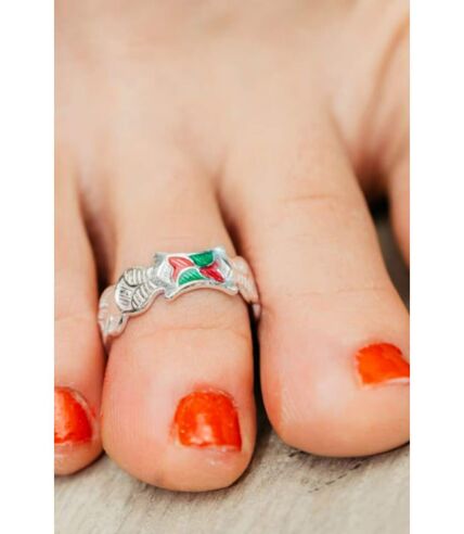 Enamel Adjustable Pure Silver Band Boho Midi Beach Dainty Toe Ring