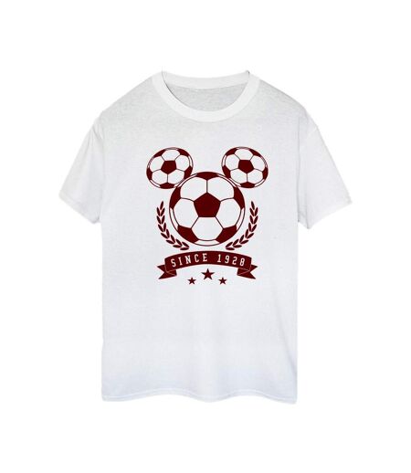 Disney Femme/Les femmes - T-shirt boyfriend en coton avec tête de footballeur Mickey (Blanc) - UTBI38519