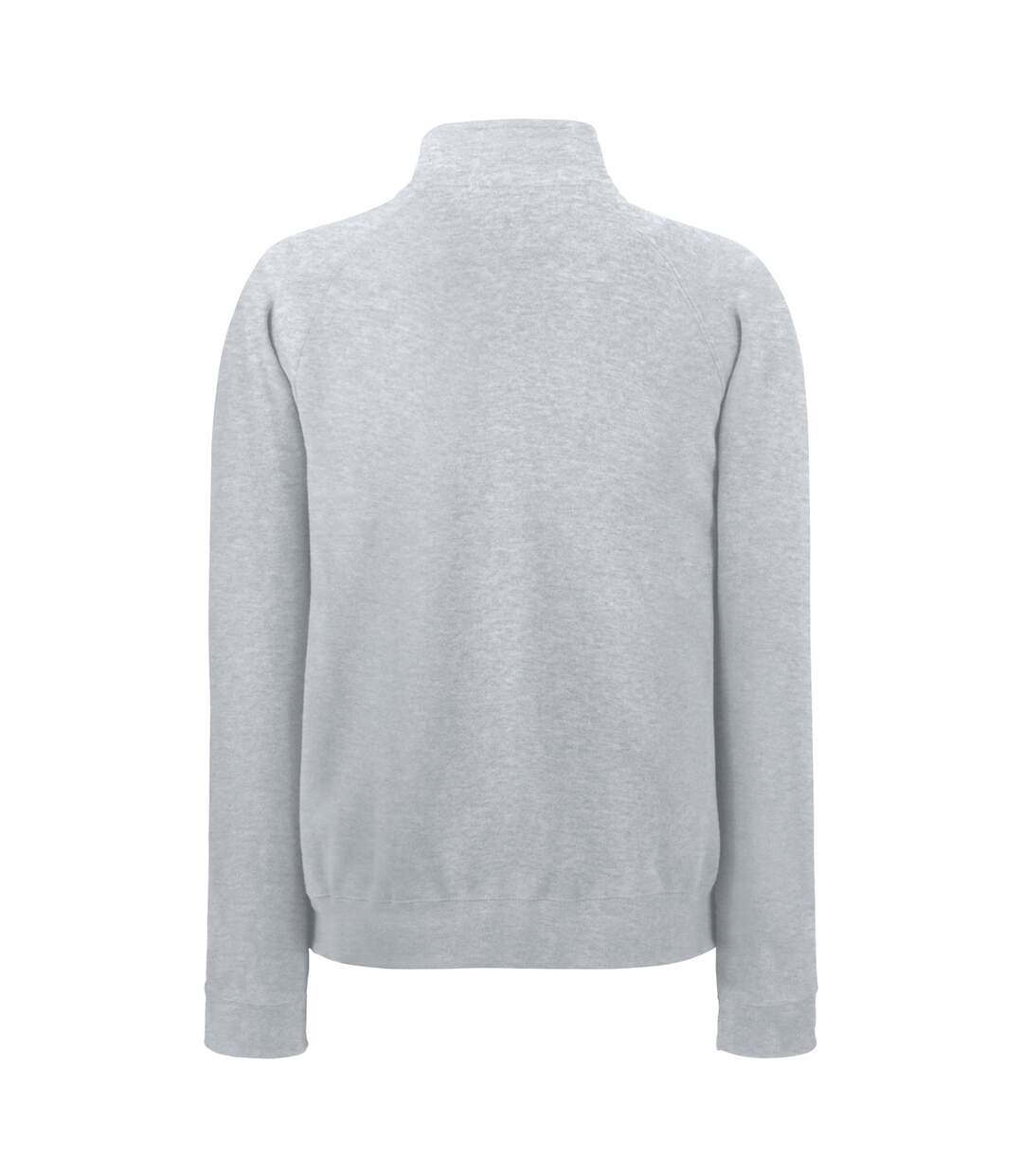 Mens Zip Neck Sweatshirt Heather Grey Fruit Of The Loom-2