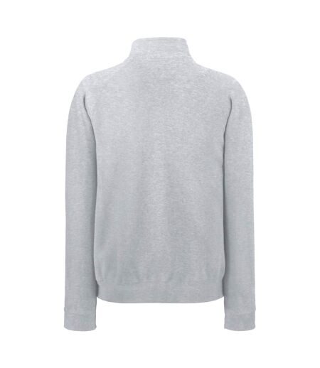 Mens Zip Neck Sweatshirt Heather Grey Fruit Of The Loom
