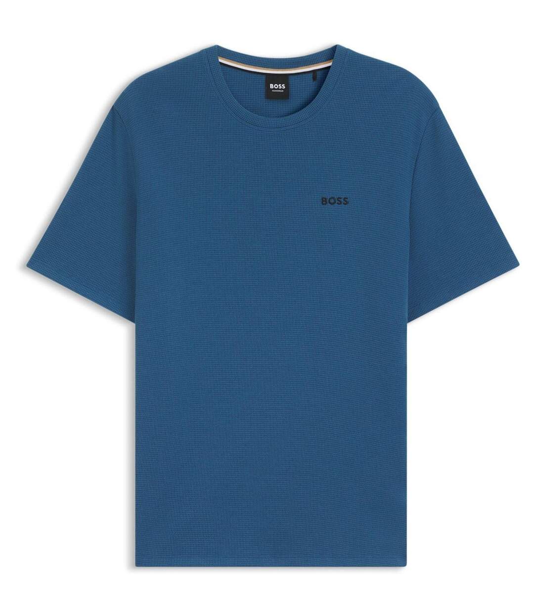 Mens Waffle Knit Pyjama Top Mid Blue Boss-1