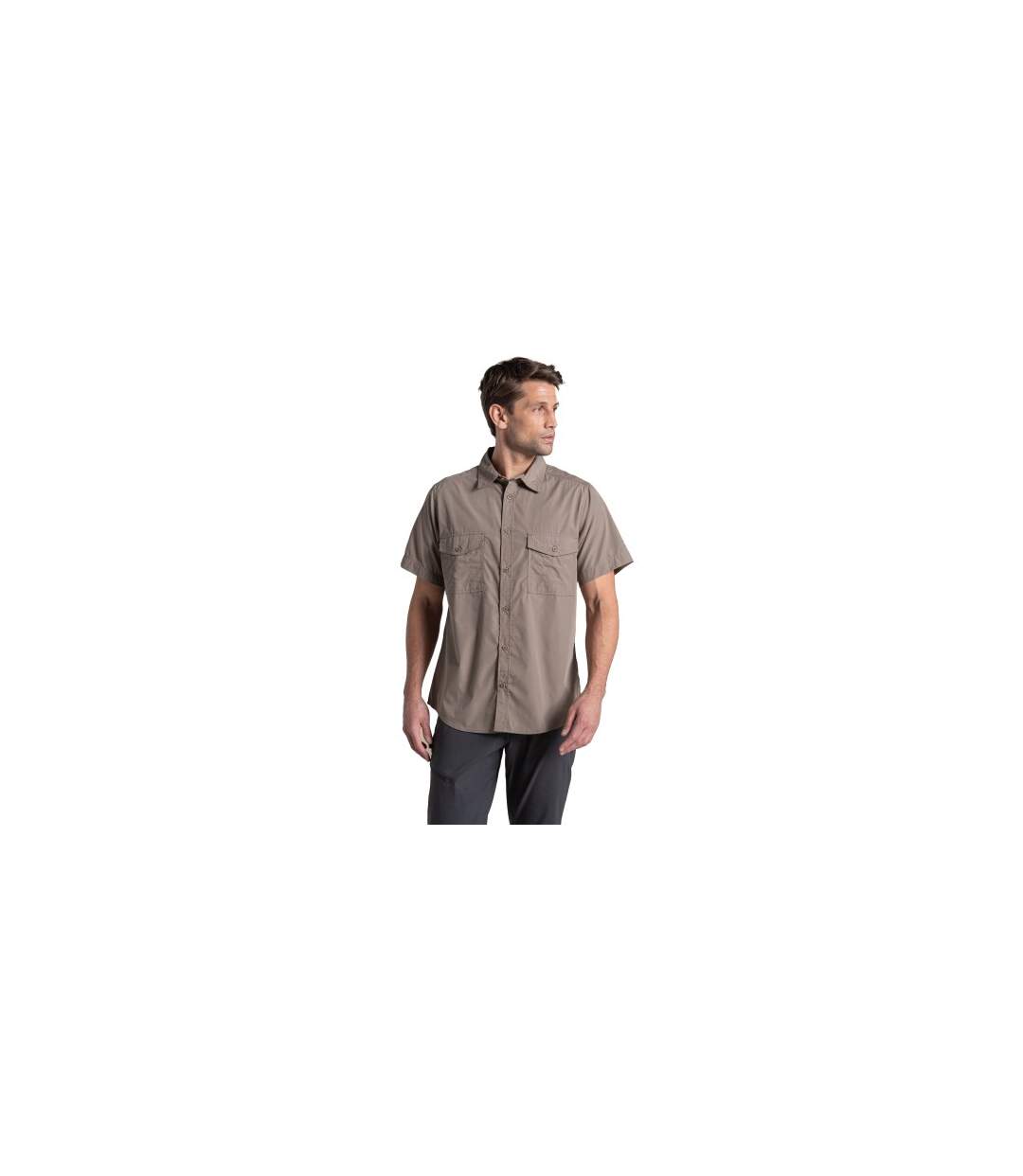 Chemise Unie Manches Courtes Kiwi Homme Marron Clair Gris Craghoppers-1