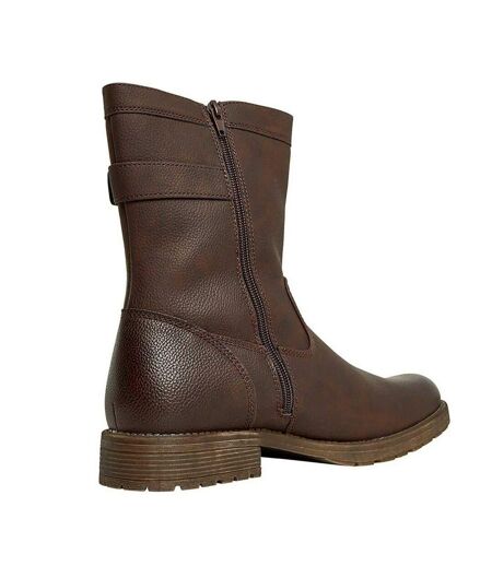 Mens Chad Low Block Heel Motorcycle Boots Brown Nicholas Deakins