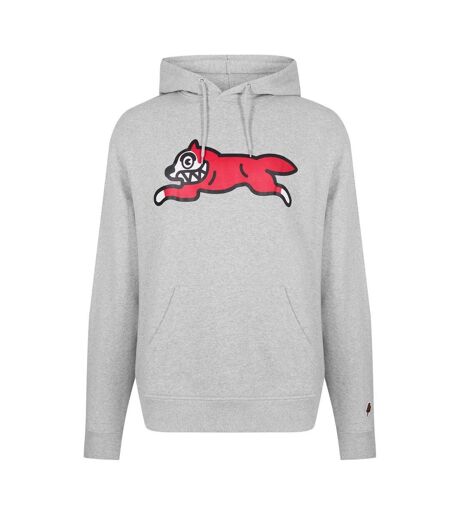 Mens Running Dog Graphic Print Pullover Hoodie Grey ICECREAM