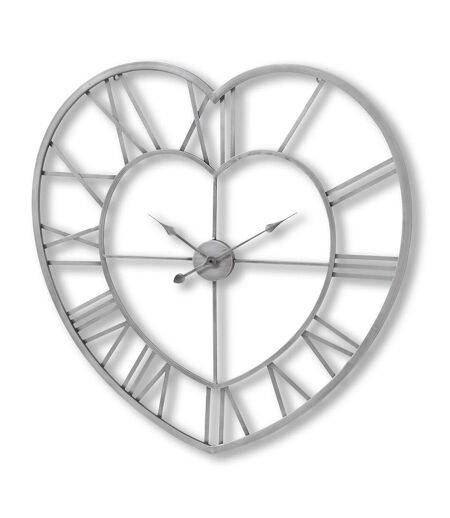 Hill Interiors Metal Frame Heart Clock (Silver) (One Size)