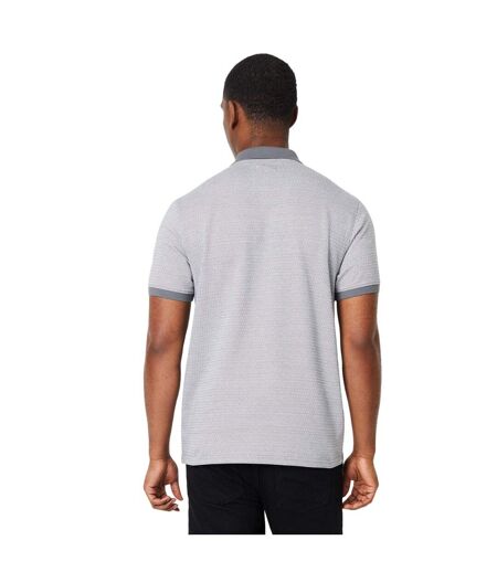 Mens two tone jacquard zip neck polo shirt grey Burton