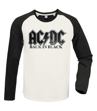 Amplified Unisex Adult Back In Black AC/DC Vintage T-Shirt (White/Charcoal) - UTGD1712