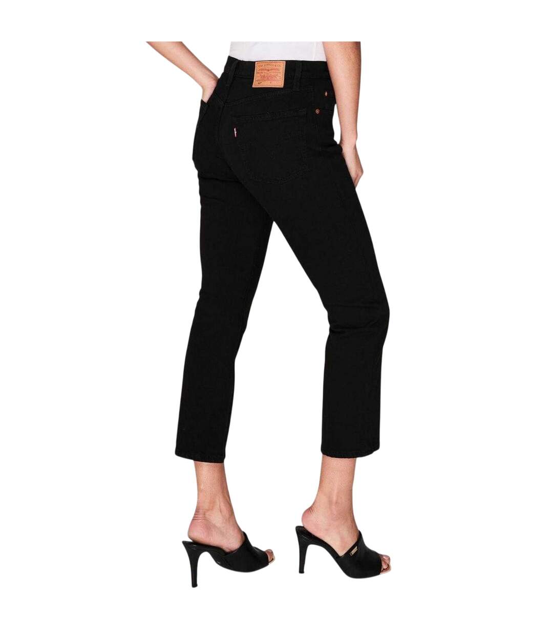 Womens/ladies Cotton Cropped Ankle Grazer Jeans Black Levis-4
