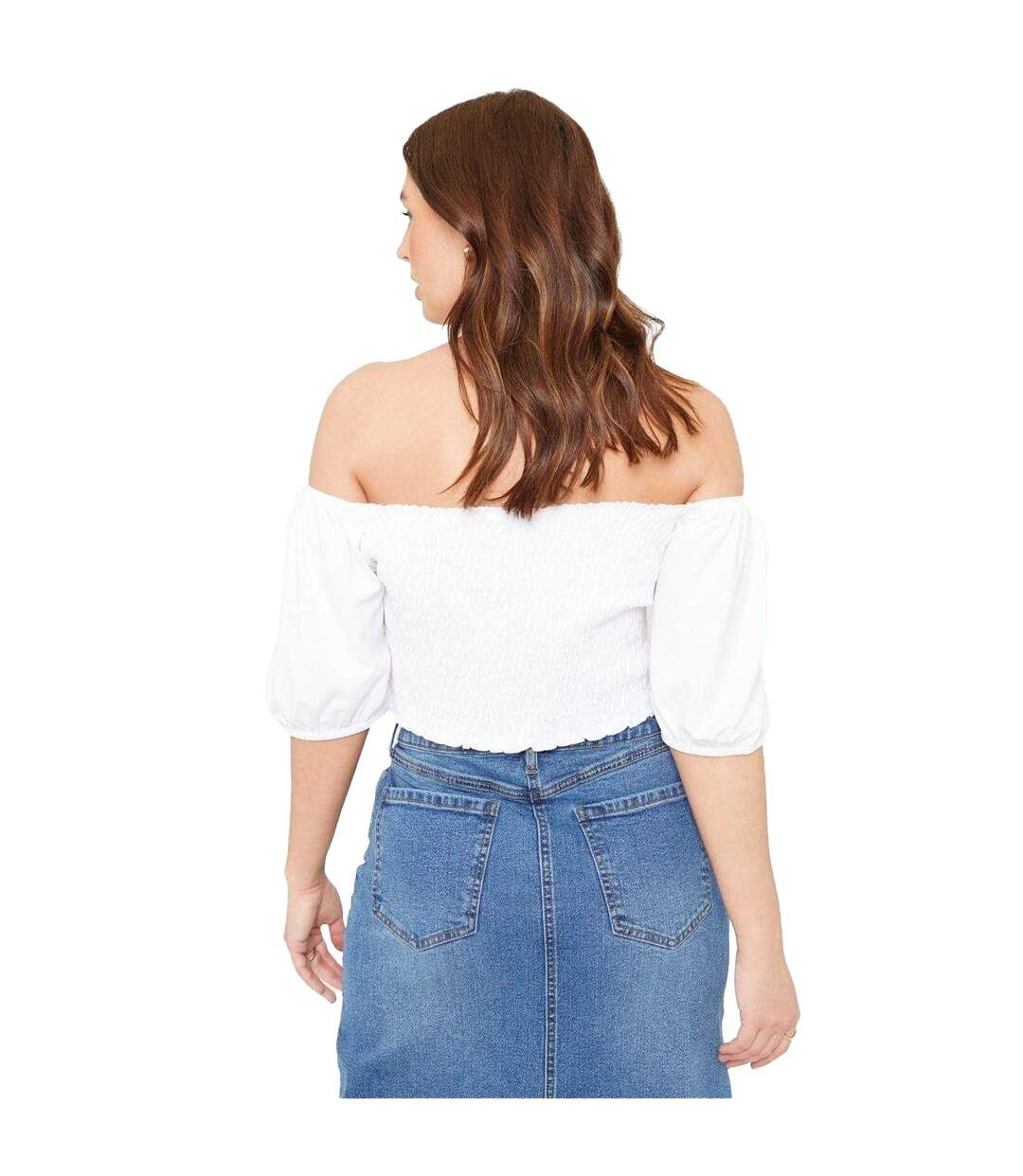 Haut Court Manches Bouffantes Femme Blanc Be You-3